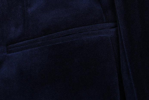 Deep Blue Velvet Blazer – Inspired by Classic Men’s Velvet Suits Plus Size